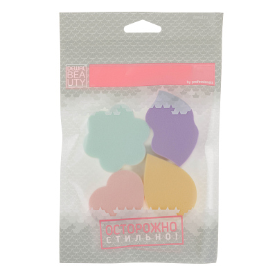 Губка Dewal Beauty для нанесения макияжа цветная, 4 шт
