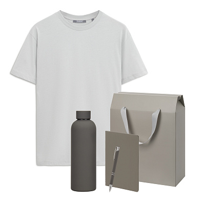 Набор с одеждой Крис (Kris) (футболка, термобутылка, блокнот, ручка) , XL (Серый)