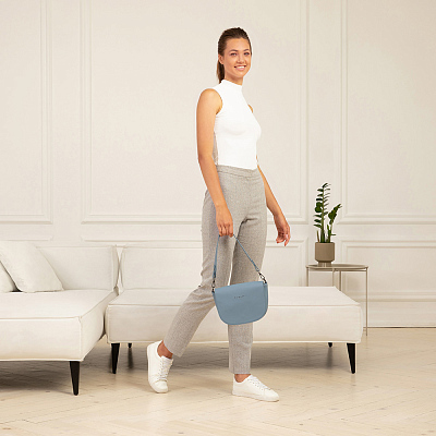 Сумка наплечная женская BUGATTI Almata, с кошельком, голубая, полиуретан, 27х6х18,5 см