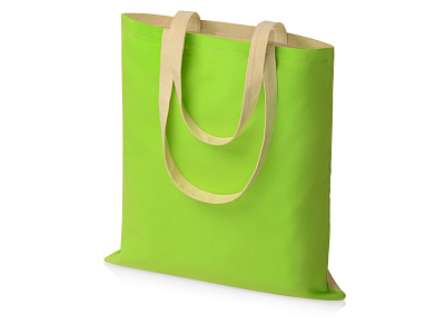 Сумка для шопинга Twin двухцветная из хлопка, 180 г/м2 (Зеленое яблоко/натуральный)