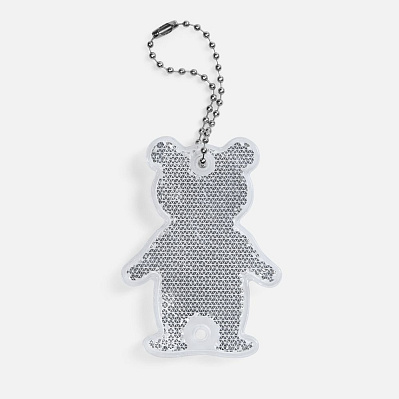 Пешеходный светоотражатель с цепочкой «Мишка»  (Белый)