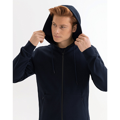 Толстовка на молнии с капюшоном Матео (Mateo) темно-синяя