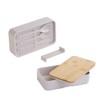 Контейнер для ланча "Natural" с приборами, натуральный