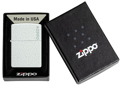 Зажигалка ZIPPO Logo с покрытием Glacier, латунь/сталь, белая, матовая, 38x13x57 мм