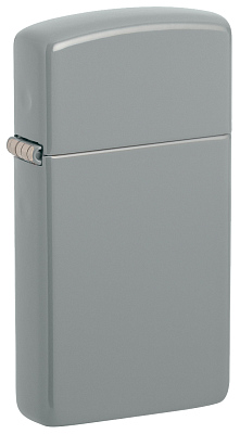 Зажигалка ZIPPO Slim® с покрытием Flat Grey, латунь/сталь, серая, глянцевая, 29x10x60 мм