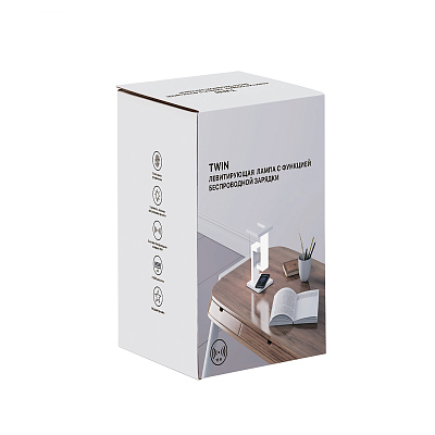Левитирующая настольная лампа "Twin" с функцией беспроводной зарядки, белый