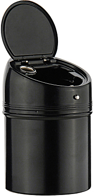 Пепельница S.Quire круглая c откидной крышкой, сталь, покрытие никель и черная краска, черный, 67 мм