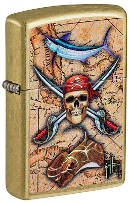 Зажигалка ZIPPO Guy Harvey с покрытием Street Brass, латунь/сталь, золотистая, 38x13x57 мм (Золотистый)