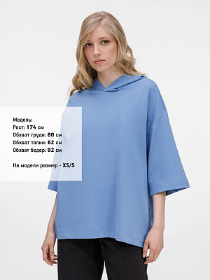 Футболка оверсайз унисекс с капюшоном Neofit, синяя