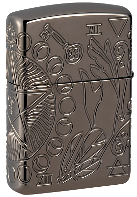 Зажигалка ZIPPO Armor® Wicca Design с покрытием Black Ice®, латунь/сталь, чёрная, 38x13x57 мм