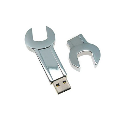 Металл 30 Гаечный ключ, 16Гб, переходник мини-пвх (Серебро глянец)