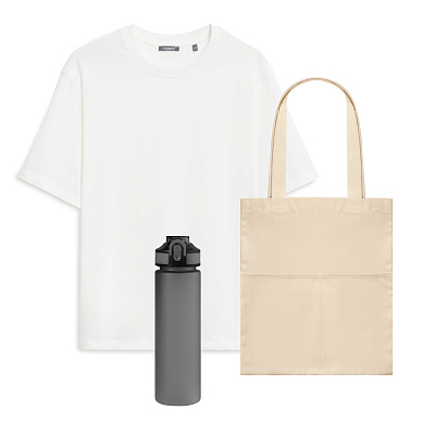 Набор с одеждой RUST (футболка, бутылка, шоппер), белый/серый, XS/S (Белый, серый)