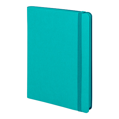 Бизнес-блокнот "RILY", формат А5,  бирюзовый, блок в точку (Бирюзовый)
