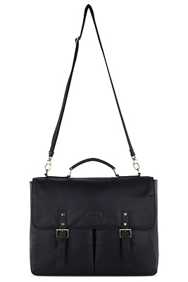 Портфель KLONDIKE RUSH «Louis», натуральная кожа в черном цвете, 40 х 30 х 10 см