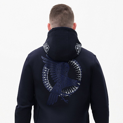 Толстовка на молнии с капюшоном MATEO темно-синяя, размер L