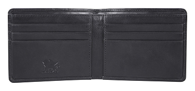 Портмоне Mano "Don Luca", натуральная кожа в черном цвете, 11 х 9 см