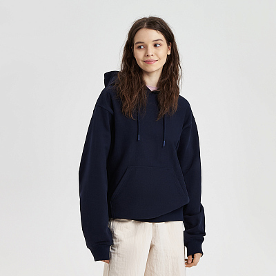 Худи релакс унисекс Адвенче (Adventure), темно-синий, размер XS/S