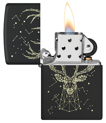Зажигалка ZIPPO Deer с покрытием Black Matte, латунь/сталь, черная, матовая, 38x13x57 мм