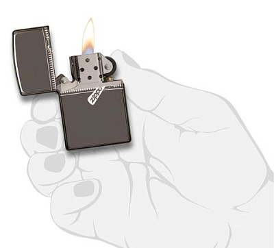 Зажигалка ZIPPO Puller с покрытием Black Ice ®, латунь/сталь, чёрная, глянцевая, 38x13x57 мм