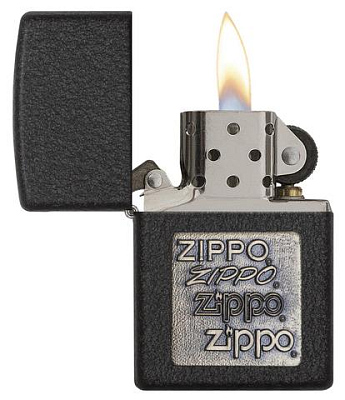 Зажигалка ZIPPO Logo с покрытием Black Crackle™, латунь/сталь, чёрная, матовая, 38x13x57 мм