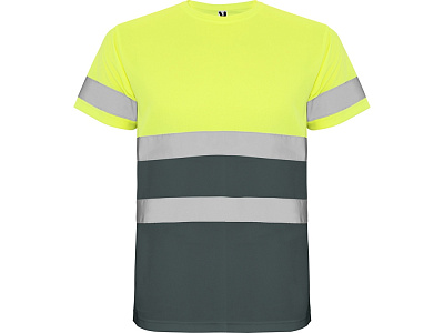 Футболка со светоотражающими полосами Delta, мужская (Свинцовый/неоновый желтый)
