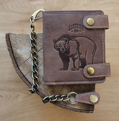 Бумажник KLONDIKE «Tim Bear», натуральная кожа в светло-коричневом цвете, 11,5 х 12,5 х 3 см