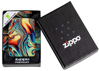 Зажигалка ZIPPO Swirl с покрытием Glow In The Dark Green, латунь/сталь, разноцветная, 38x13x57 мм