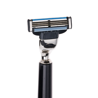 Бритвенный набор Mondial: станок, помазок, подставка; чёрная смола