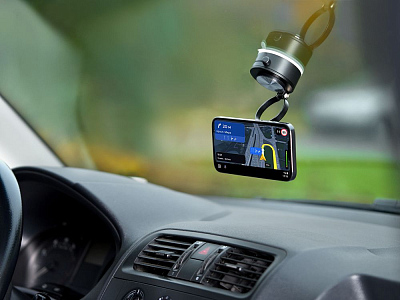 Вакуумный магнитный держатель airFix, черный с серым