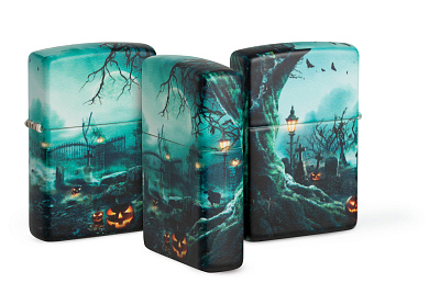 Зажигалка ZIPPO Graveyard с покрытием 540 Matte, латунь/сталь, разноцветная, 38x13x57 мм