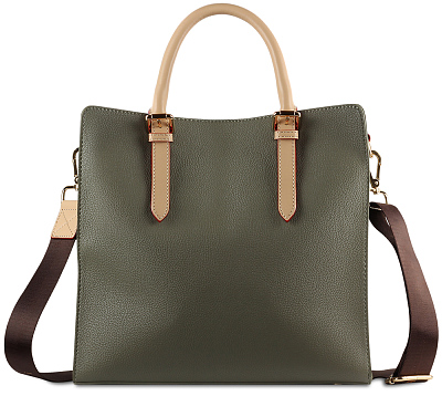 Сумка-портфель женская BUGATTI Ella, оливковая, полиуретан, 30х11,5х28 см