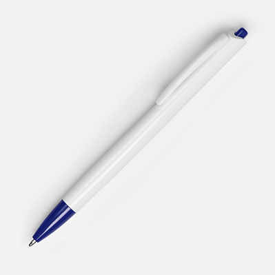 Ручка шариковая Tick, белая с синим (Синий)