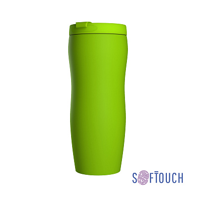 Термостакан "Монтана", покрытие soft touch, 0,4 л., черный  (Зеленое яблоко)