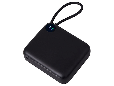 Внешний аккумулятор со встроенным кабелем Liri, QC/PD, 10000 мАч (Чёрный)