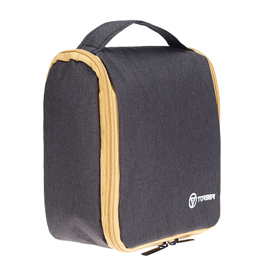 Несессер TORBER, дорожный, чёрный/бежевый, полиэстер 300D, 20 х 18 х 8 см