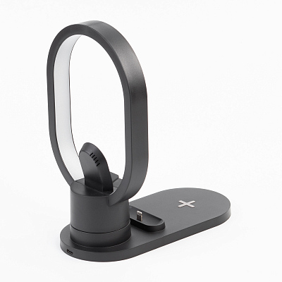 Настольная беспроводная (15W) зарядная станция "Starship" с лампой, черный