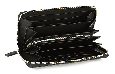 Кошелёк BUGATTI Atlanta, на молнии, чёрный, натуральная воловья кожа, 19,5х2,5х10,5 см
