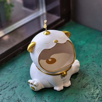 Статуэтка хранитель Кот большой, белый