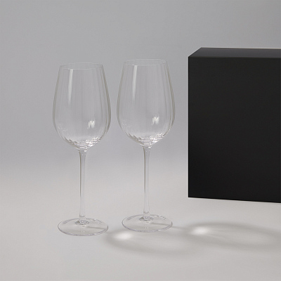 Подарочный набор 2 бокала для вина Blanche в черной коробке (Прозрачный, черный)