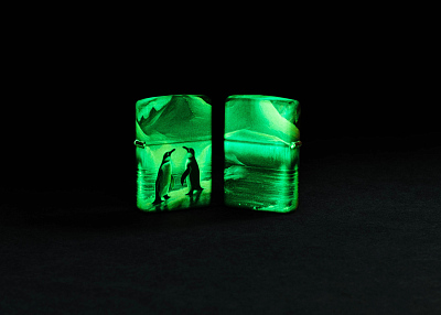 Зажигалка ZIPPO Penguin с покрытием Glow In The Dark Green, латунь/сталь, разноцветная, 38x13x57 мм