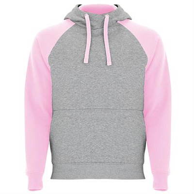 Двухцветное Толстовка BADET унисекс, ПЁСТРЫЙ СЕРЫЙ/СВЕТЛО-РОЗОВЫЙ 2XL (Пёстрый серый/Светло-Розовый)