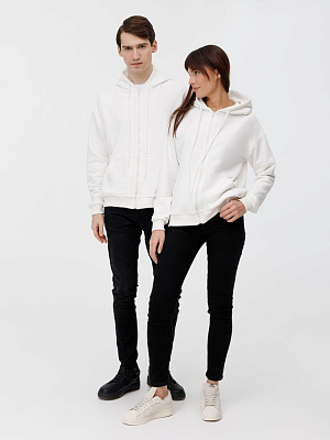 Толстовка унисекс оверсайз на молнии Zippy Terry, белая