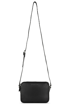Сумка кросс-боди женская BUGATTI Bella, чёрная, воловья кожа/полиэстер, 22х6х15,5 см