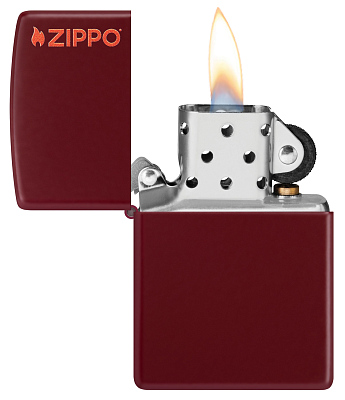 Зажигалка ZIPPO Logo с покрытием Merlot, латунь/сталь, бордовая, глянцевая, 38x13x57 мм