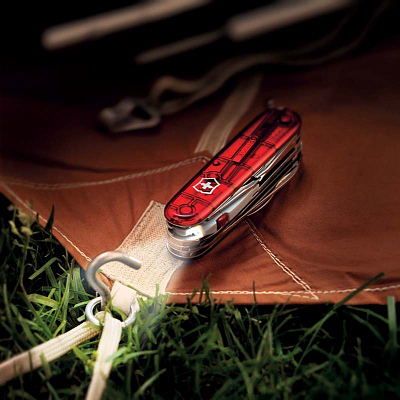 Нож перочинный VICTORINOX Huntsman Lite, 91 мм, 21 функция, полупрозрачный красный
