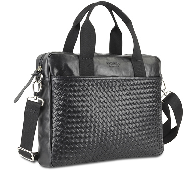 Сумка Mano "Don Luca", натуральная кожа в черном цвете, 37 х 27 х 6 см