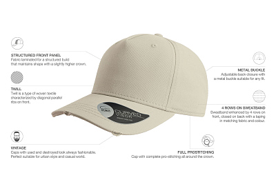 Бейсболка CARGO, 5 клиньев, металлическая застежка