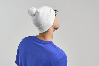 Шапка вязаная  двойная Wind-S c помпоном