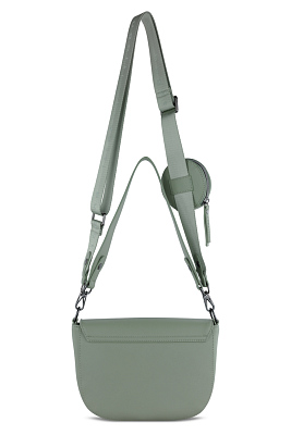 Сумка наплечная женская BUGATTI Almata, с кошельком, мятная, полиуретан, 27х6х18,5 см