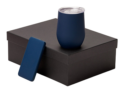 Подарочный набор COLOR IT с термокружкой и повербанком (Тёмно-синий)